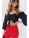 Summer Spanish blouse with ruffles, black 80290 - Online store - Boutique